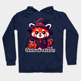 Red Panda halloween holding bag of candy Hoodie